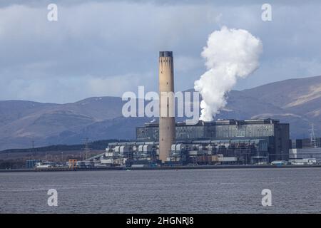 Das Kraftwerk Longannet war ein großes Kohlekraftwerk in Fife und das letzte Kohlekraftwerk in Schottland. Stockfoto