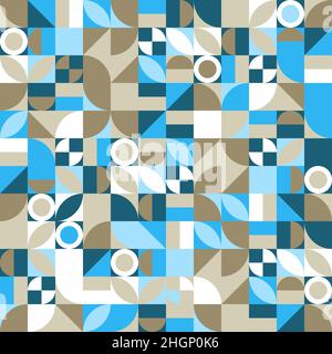 Bauhaus Nahtloses Retro-Muster. Vintage Fliesen abstrakten Hintergrund. Komplexe geometrische Tapete. Komposition mit geometrischen abstrakten Formen. Vektordarstellung Stock Vektor