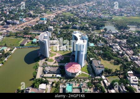 Jessore, Bangladesch - 09. November 2021: Sheikh Hasina Software Technology Park aus der Vogelperspektive in Jessore. Dies ist das erste Software Technolo Stockfoto