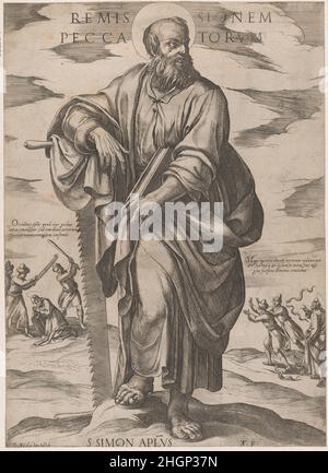 St. Simon, aus "Christus, Maria und die Apostel" ca. 1590–ca. 1610 Antonio Tempesta Italienisch. St. Simon, aus "Christus, Maria und die Apostel" 401207 Stockfoto