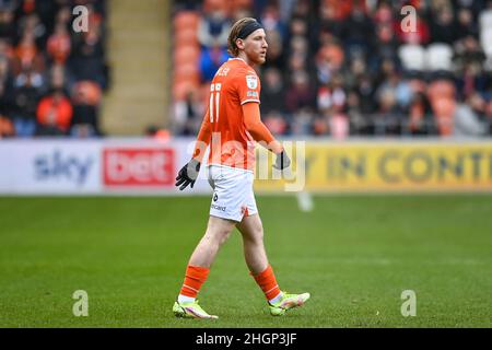 Blackpool, Großbritannien. 22nd Januar 2022. Josh Bowler #11 von Blackpool während des Spiels in , am 1/22/2022. (Foto von Craig Thomas/News Images/Sipa USA) Quelle: SIPA USA/Alamy Live News Stockfoto