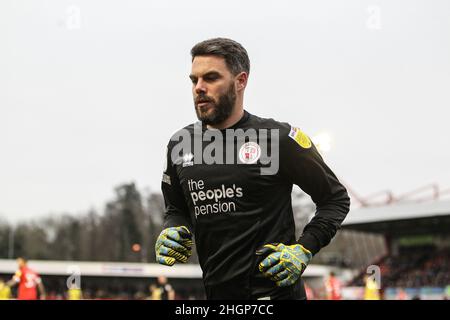 Crawley, Großbritannien. 22nd Januar 2022. Glenn Morris von Crawley Town während des Sky Bet League Two-Spiels zwischen Crawley Town und Tranmere Rovers im Checkatrade.com Stadium am 22nd 2022. Januar in Crawley, England. (Foto von Richard Ault/phcimages.com) Quelle: PHC Images/Alamy Live News Stockfoto