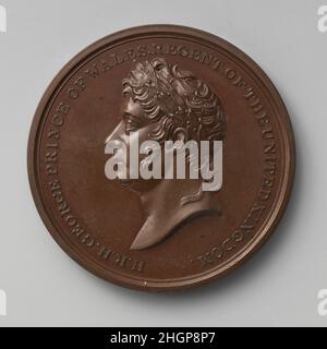 An den Prinzregenten, nach Abschluss des Friedens, nach Waterloo, 1815 1815 Medaillengewinnerin: Thomas Wyon der Jüngere. An den Prinzregenten, nach Abschluss des Friedens, nach Waterloo, 1815. Medaillengewinnerin: Thomas Wyon der Jüngere (Brite, 1791–1817). Britisch. 1815. Bronze. Medaillen und Plaquettes Stockfoto