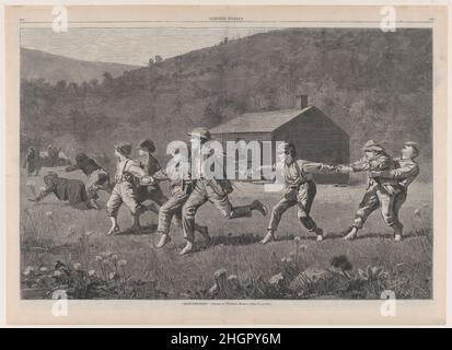 Snap-the-Whip (aus 'Harper's Weekly, Vol. XVII) 20. September 1873 nach Winslow Homer American. Snap-the-Whip (aus „Harper's Weekly“, Vol. XVII). Nach Winslow Homer (Amerikaner, Boston, Massachusetts 1836–1910 Prouts Neck, Maine). 20. September 1873. Holzstich. Harper's Weekly (amerikanisch, 1857–1916). W. H. Lagarde (Amerikaner, tätig 1873–74). Ausdrucke Stockfoto