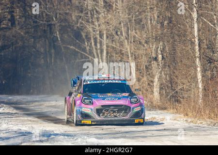 19 Sébastien LOEB (FRA), Isabelle GALMICHE (FRA), M-SPORT FORD WORLD RALLY TEAM FORD, Puma Rally1, Aktion während der WRC World Rally Car Championship 2022, Ausgabe 90th der Rallye Monte Carlo vom 20. Bis 23. Januar 2022 in Monaco - Foto Grégory Lenormand / DPPI Stockfoto