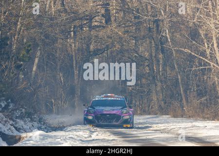 19 Sébastien LOEB (FRA), Isabelle GALMICHE (FRA), M-SPORT FORD WORLD RALLY TEAM FORD, Puma Rally1, Aktion während der WRC World Rally Car Championship 2022, Ausgabe 90th der Rallye Monte Carlo vom 20. Bis 23. Januar 2022 in Monaco - Foto Grégory Lenormand / DPPI Stockfoto