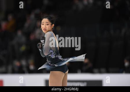Jocelyn HONG (NZL), während des Freilaufens der Frauen, bei den ISU Four Continents Figure Skating Championships 2022, in der Tondiraba Ice Hall, am 22. Januar 2022 in Tallinn, Estland. Quelle: Raniero Corbelletti/AFLO/Alamy Live News Stockfoto