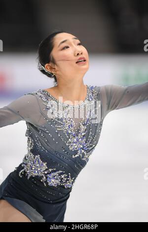 Jocelyn HONG (NZL), während des Freilaufens der Frauen, bei den ISU Four Continents Figure Skating Championships 2022, in der Tondiraba Ice Hall, am 22. Januar 2022 in Tallinn, Estland. Quelle: Raniero Corbelletti/AFLO/Alamy Live News Stockfoto