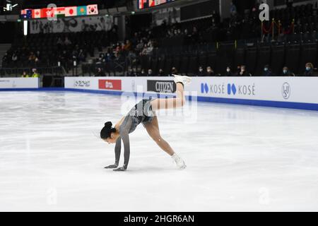Jocelyn HONG (NZL), während des Freilaufens der Frauen, bei den ISU Four Continents Figure Skating Championships 2022, in der Tondiraba Ice Hall, am 22. Januar 2022 in Tallinn, Estland. Quelle: Raniero Corbelletti/AFLO/Alamy Live News Stockfoto