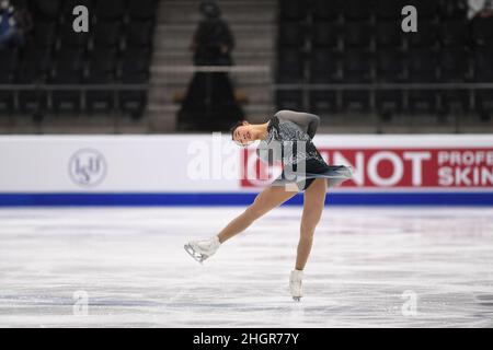 Jocelyn HONG (NZL), während des Freilaufens der Frauen, bei den ISU Four Continents Figure Skating Championships 2022, in der Tondiraba Ice Hall, am 22. Januar 2022 in Tallinn, Estland. Quelle: Raniero Corbelletti/AFLO/Alamy Live News Stockfoto