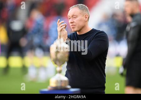 NOTTINGHAM, GROSSBRITANNIEN. JAN 22nd Steve Cooper, Cheftrainer von Nottingham Forest während des Sky Bet Championship-Spiels zwischen Nottingham Forest und Derby County am City Ground, Nottingham, am Samstag, 22nd. Januar 2022. (Kredit: Jon Hobley | MI News) Kredit: MI Nachrichten & Sport /Alamy Live News Stockfoto