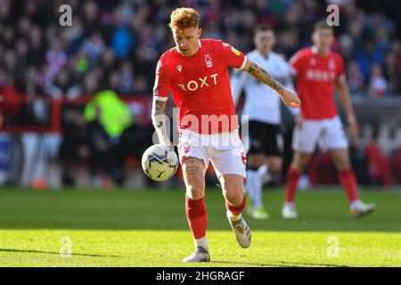 NOTTINGHAM, GROSSBRITANNIEN. JAN 22nd Jack Colback von Nottingham Forest in Aktion während des Sky Bet Championship-Spiels zwischen Nottingham Forest und Derby County am City Ground, Nottingham, am Samstag, 22nd. Januar 2022. (Kredit: Jon Hobley | MI News) Kredit: MI Nachrichten & Sport /Alamy Live News Stockfoto