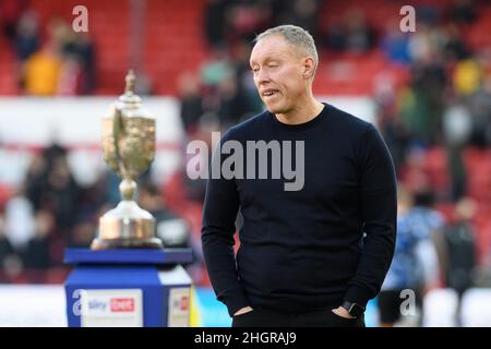 NOTTINGHAM, GROSSBRITANNIEN. JAN 22nd Steve Cooper, Cheftrainer von Nottingham Forest während des Sky Bet Championship-Spiels zwischen Nottingham Forest und Derby County am City Ground, Nottingham, am Samstag, 22nd. Januar 2022. (Kredit: Jon Hobley | MI News) Kredit: MI Nachrichten & Sport /Alamy Live News Stockfoto