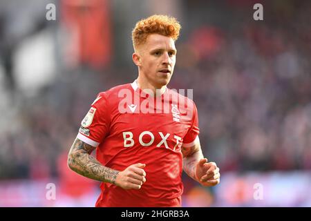 NOTTINGHAM, GROSSBRITANNIEN. JAN 22nd Jack Colback aus Nottingham Forest während des Sky Bet Championship-Spiels zwischen Nottingham Forest und Derby County am City Ground, Nottingham, am Samstag, 22nd. Januar 2022. (Kredit: Jon Hobley | MI News) Kredit: MI Nachrichten & Sport /Alamy Live News Stockfoto