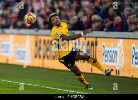 Wolverhampton Wanderers' Adama Traore während des Spiels der Premier League im Brentford Community Stadium, London. Bilddatum: Samstag, 22. Januar 2022. Stockfoto