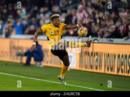 Wolverhampton Wanderers' Adama Traore während des Spiels der Premier League im Brentford Community Stadium, London. Bilddatum: Samstag, 22. Januar 2022. Stockfoto