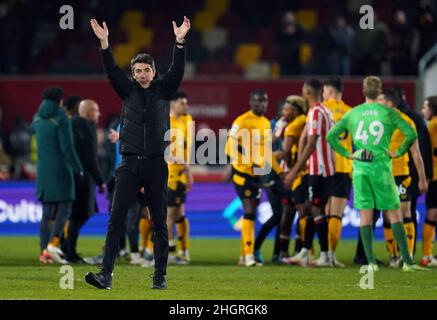 Wolverhampton Wanderers-Manager Bruno Lage nach dem Spiel der Premier League im Brentford Community Stadium, London. Bilddatum: Samstag, 22. Januar 2022. Stockfoto