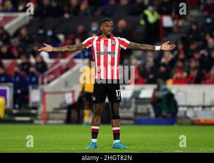 22nd. Januar 2022: Brentford Community Stadium, London, England; Premier League Football Brentford gegen Wolverhampton Wanderers; Ivan Toney von Brentford Stockfoto