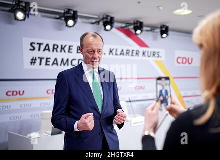 Berlin, Deutschland. 22nd Januar 2022. Der künftige CDU-Bundesvorsitzende Friedrich Merz. Quelle: Michael Kappeler/dpa/Alamy Live News Stockfoto