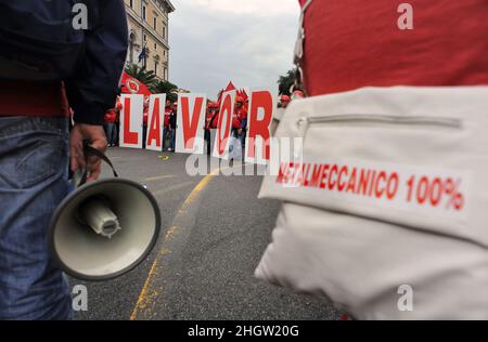 Rom, Italien 16/10/2010: NATIONALE Demonstration DER STAHLARBEITER VON FIOM GGIL. ©Andrea Sabbadini Stockfoto