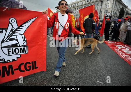 Rom, Italien 16/10/2010: NATIONALE Demonstration DER STAHLARBEITER VON FIOM GGIL. ©Andrea Sabbadini Stockfoto