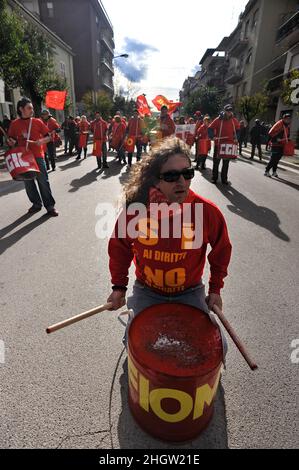 Cassino, Italien 28/01/2011: DEMONSTRATION DER Stahlarbeiter VON FIOM GGIL. ©Andrea Sabbadini Stockfoto