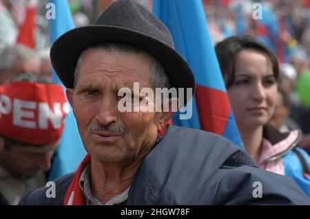 Rom, Italien 03/04/2004: Nationale Demonstration der Gewerkschaft CGIL SPI, CISL FNP, UIL UILP. Stockfoto