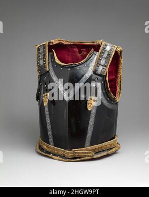 Cuirass Ende 17th Jahrhundert Deutsch. Cuirass. Deutsch. Ende 17th. Jahrhundert. Stahl, Satin, Samt, Silberballon, Schaffell, Leder, Gold. Rüstungsteile-Kürasse Stockfoto