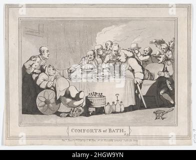 Badekomfort, Teller 11 6. Januar 1798 Thomas Rowlandson. Komfort des Bades, Teller 11. Thomas Rowlandson (British, London 1757–1827 London). 6. Januar 1798. Ätzung und Aquatinta. S. W. Fores (London). Ausdrucke Stockfoto