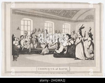 Badekomfort, Teller 11 6. Januar 1798 Thomas Rowlandson. Komfort des Bades, Teller 11. Thomas Rowlandson (British, London 1757–1827 London). 6. Januar 1798. Ätzung und Aquatinta. S. W. Fores (London). Ausdrucke Stockfoto