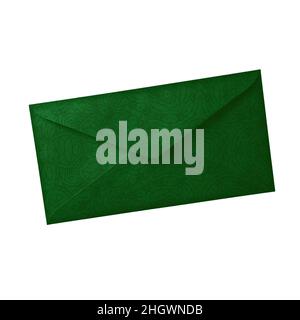 Eleganter grüner Papierumschlag. Zartes geometrisches Muster auf Kraftpapier. Vintage-Style. Stockfoto