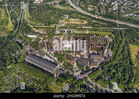 Luftaufnahme, LaPaDu - Landschaftspark Duisburg-Nord, Obermeiderich, Duisburg, Ruhrgebiet, Nordrhein-Westfalen, Deutschland, Aktivitätszentrum, DE, Europa, Stockfoto