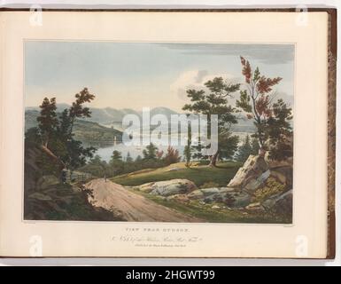 The Hudson River Portfolio 1821–25 After William Guy Wall Irish Dieses gebundene Set von handfarbigen Aquatints bietet Ausblicke auf mehr als zweihundert Meilen des Hudson River, der vom Luzerne-See in den Ausläufern der Adirondacks nach New York City absteigt. Die Drucke, die durch John Aggs Text ergänzt wurden, gehören zu den besten, die im Amerika des 19th. Jahrhunderts hergestellt wurden. Im Sommer 1820 reiste der gebürtige Irländer William Guy Wall den Hudson hinunter, um potenzielle Motive zu skizzieren und anschließend Aquarelle zu gravieren. John Rubens Smith wurde für die Herstellung der entsprechenden Aquatints eingestellt, wurde aber bald durch John Hi ersetzt Stockfoto