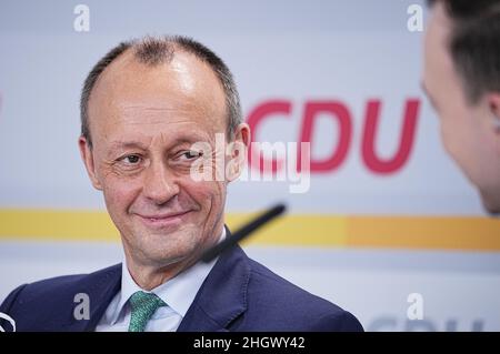 Berlin, Deutschland. 22nd Januar 2022. Der künftige CDU-Bundesvorsitzende Friedrich Merz. Quelle: Michael Kappeler/dpa/Alamy Live News Stockfoto