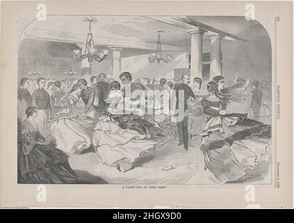 A Cadet Hop at West Point (aus 'Harper's Weekly', Vol. III) 3. September 1859 nach Winslow Homer American. A Cadet Hop at West Point (aus „Harper's Weekly“, Vol. III). Nach Winslow Homer (Amerikaner, Boston, Massachusetts 1836–1910 Prouts Neck, Maine). 3. September 1859. Holzstich. Harper's Weekly (amerikanisch, 1857–1916). Ausdrucke Stockfoto