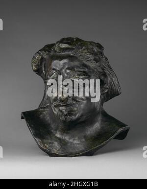 Kopf von Balzac modelliert ca. 1892–93, Besetzung 1980 Auguste Rodin der Franzose Rodin hat mehr als fünfzig Studien für das Balzac-Denkmal gemacht, die meisten sind Köpfe. Diese stellt den Übergang des Künstlers von eher naturalistischen Porträts zu der abstrahierten Maske dar, die die Abschlussstudie für das Monument to Balzac ziert. Balzacs aufgewühlte Stirn, Moornase und tief ausrissene Augen rufen hier die melandiösen Einblicke des Autors in die menschliche Psyche hervor. Vielleicht identifizierte sich Rodin mit Balzac. Beide waren getriebene Seelen, begeisterte Kunstsammler, gefräßige Liebhaber und fruchtbare Künstler. Leiter von Balzac. Auguste Rodin (Fren Stockfoto