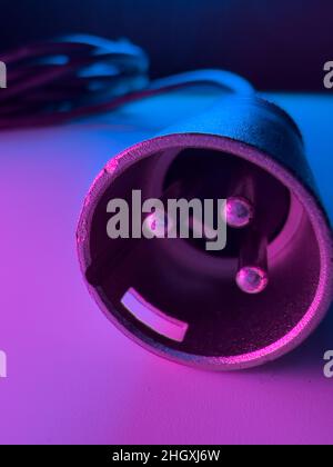 XLR-Kabel und stecken Sie eine Makroaufnahme ein Stockfoto