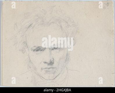 Portrait of the Sculptor Hermann Ernst Freund 1837 Christen Købke. Portrait of the Sculptor Hermann Ernst Freund. Christen Købke (Danish, Copenhagen 1810–1848 Copenhagen). 1837. Graphite; at left and below, framing line in graphite, possibly by the artist. Drawings Stock Photo