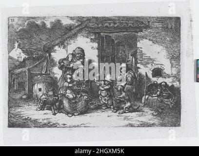 Teller 19: Eine Familie und ein Junge, der mit einem Hund spielt, vertreiben ein Haus, aus der Serie der Bräuche und Freizeitbeschäftigungen des spanischen Volkes 1850 Francisco Lameyer y Berenguer. Teller 19: Eine Familie und ein Junge, der mit einem Hund spielt, vertreiben ein Haus, aus der Reihe der Bräuche und Freizeitbeschäftigungen des spanischen Volkes. Francisco Lameyer y Berenguer (Spanisch, 1825–1877). 1850. Radierung. Ausdrucke Stockfoto