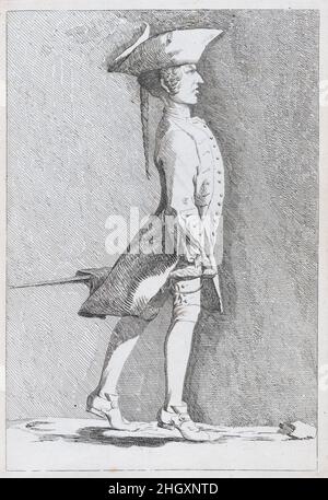 Louis-Joseph le Lorrain (?), pl. IV aus 'Recueil de Karikatures' ca. 1754 Ange-Laurent de La Live de July dieser Druck ist in ein Album gebunden, das aus sechzehn frühen Eindrücken und einem späteren Eindruck von La Live de Jully's 'Recueil de Karikaturen' besteht, geätzt ca. 1754 nach Zeichnungen von Jacques François Joseph Saly, acht Karikaturen nach Thiemet geätzt, und zwei anonyme Drucke eines stehenden Mannes und einer stehenden Frau. Louis-Joseph le Lorrain (?), pl. IV aus 'Recueil de Karikatures'. Ange-Laurent de La Live de Jully (1725–1779). Ca. 1754. Radierung Stockfoto