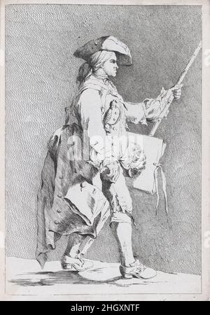 Künstler an der Französischen Akademie in Rom (?), pl. V aus 'Recueil de Karikatures' ca. 1754 Ange-Laurent de La Live de July dieser Druck ist in ein Album gebunden, das aus sechzehn frühen Eindrücken und einem späteren Eindruck von La Live de Jully's 'Recueil de Karikaturen' besteht, geätzt ca. 1754 nach Zeichnungen von Jacques François Joseph Saly, acht Karikaturen nach Thiemet geätzt, und zwei anonyme Drucke eines stehenden Mannes und einer stehenden Frau. Künstler an der Französischen Akademie in Rom (?), pl. V aus 'Recueil de Karikatures'. Ange-Laurent de La Live de Jully (1725–1779). Ca. 1754. Radierung Stockfoto