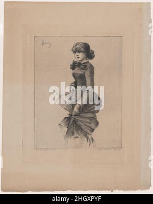 Frau mit Geschenkschachtel ca. 1895 Henri Boutet. Frau mit Geschenkschachtel. La Vie Artistique. Henri Boutet (Französisch, Sainte-Hermine (Vendée) 1851–1919 Paris). Ca. 1895. Ätzen und Trockenpunkt. Ausdrucke Stockfoto