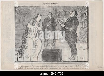 Le Régisseur. –Voyons mademoiselle, faites sonner..., aus Croquis Dramatiques, veröffentlicht in Le Charivari, 22. Dezember 1856 22. Dezember 1856 Honoré Daumier Französisch. Le Régisseur. –Voyons mademoiselle, faites sonner..., aus Croquis Dramatiques, veröffentlicht in Le Charivari, 22. Dezember 1856. Croquis Dramatiques. Honoré Daumier (Französisch, Marseille 1808–1879 Valmondois). 22. Dezember 1856. Lithographie; zweiter Zustand von zwei (Delteil). Aaron Martinet (Französisch, 1762–1841). Ausdrucke Stockfoto