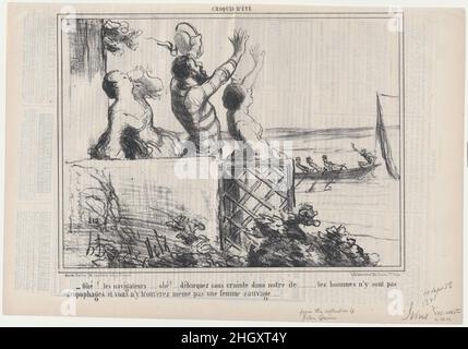 Ohé...les navigateurs...débarquez sans crainte..., aus Croquis d'Été, veröffentlicht in Le Charivari, 10. September 1856 10. September 1856 Honoré Daumier Französisch. Ohé...les navigateurs...débarquez sans crainte..., aus Croquis d'Été, veröffentlicht in Le Charivari, 10. September 1856. Croquis d’Été. Honoré Daumier (Französisch, Marseille 1808–1879 Valmondois). 10. September 1856. Lithographie; zweiter Zustand von zwei (Delteil). Aaron Martinet (Französisch, 1762–1841). Ausdrucke Stockfoto