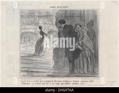 La mère de la chanteuse, aus Croquis Dramatiques, veröffentlicht in Le Charivari, 27. dezember, 1856. November 27, 1856 Honoré Daumier Französisch. La mère de la chanteuse, aus Croquis Dramatiques, veröffentlicht in Le Charivari, 27. dezember 1856. Croquis Dramatiques. Honoré Daumier (Französisch, Marseille 1808–1879 Valmondois). 27. November 1856. Lithographie; zweiter Zustand von zwei (Delteil). Aaron Martinet (Französisch, 1762–1841). Ausdrucke Stockfoto
