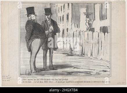 Votre maison me fait l'effet de devoir..., aus Locataires et Propriétaires, veröffentlicht in Le Charivari, 5. November 1856 14. Oktober 1836 Honoré Daumier Französisch. Votre maison me fait l'effet de devoir..., aus Locataires et Propriétaires, veröffentlicht in Le Charivari, 5. November 1856. Locataires et Propriétaires. Honoré Daumier (Französisch, Marseille 1808–1879 Valmondois). 14. Oktober 1836. Lithographie; zweiter Zustand von zwei (Delteil). Destouches (Paris). Ausdrucke Stockfoto