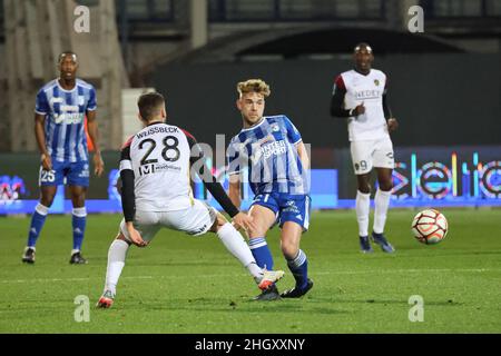 Nicolas BRUNEEL 21 Dunkerque während der französischen Meisterschaft Ligue 2 Fußballspiel zwischen USL Dunkerque und FC Sochaux-Montbeliard am 22. Januar 2022 im Marcel Tribut Stadion in Dunkerque, Frankreich - Foto Laurent Sanson / LS Medianord / DPPI Stockfoto