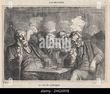 Die Ecke des Politikers, aus "in the Pub", veröffentlicht in Le Charivari, 5. Januar 1864 5. Januar 1864 Honoré Daumier. Die Ecke des Politikers, aus „in the Pub“, veröffentlicht in Le Charivari, 5. Januar 1864. „in the Pub“ (A la Brasserie). Honoré Daumier (Französisch, Marseille 1808–1879 Valmondois). 5. Januar 1864. Lithographie auf Zeitungspapier; zweiter Zustand von zwei (Delteil). Aaron Martinet (Französisch, 1762–1841). Ausdrucke Stockfoto