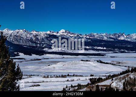 Schneeszenen im Winter in Idaho, USA Stockfoto