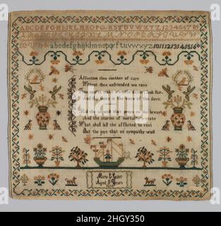 Sampler 1839 British. Sampler. British. 1839. Silk on wool. Textiles-Embroidered Stock Photo